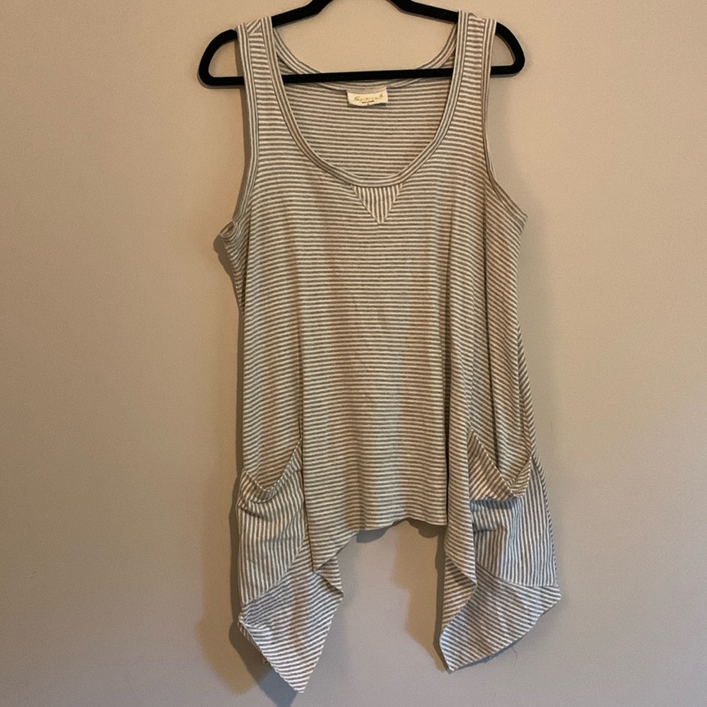 Spiritex Jenna Hippie Striped grey and white tank tunic